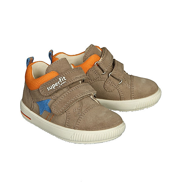 Superfit Klett-Ledersneaker MOPPY in beige/orange