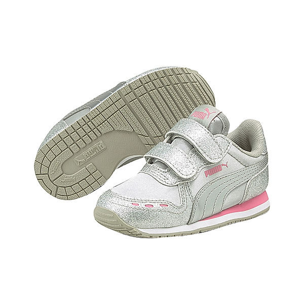 Puma Klett-Sneaker CABANA RACER GLITZ V INF in silber/weiß