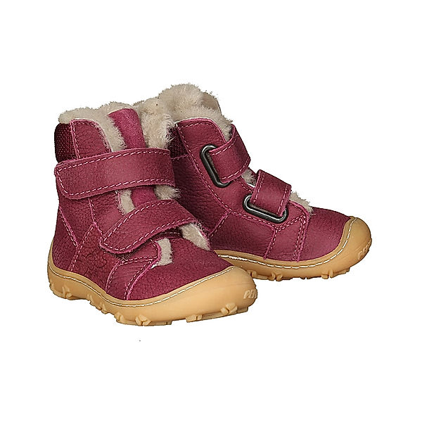 PEPINO Klettboots ELI – BARFUß mit Warmfutter in merlot