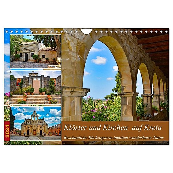 Klöster und Kirchen auf Kreta (Wandkalender 2024 DIN A4 quer), CALVENDO Monatskalender, Claudia Kleemann