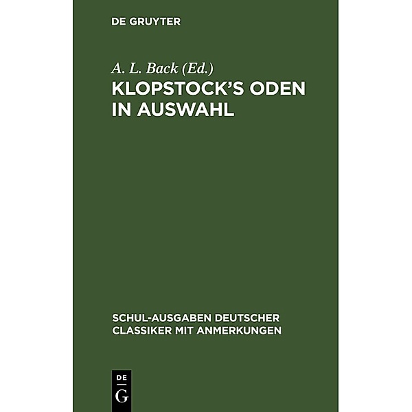 Klopstock's Oden in Auswahl