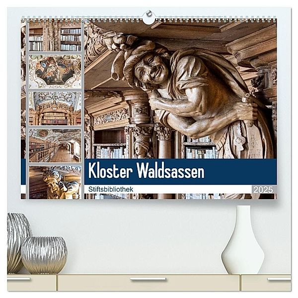 Kloster Waldsassen Stiftsbibliothek (hochwertiger Premium Wandkalender 2025 DIN A2 quer), Kunstdruck in Hochglanz, Calvendo, Bodo Schmidt