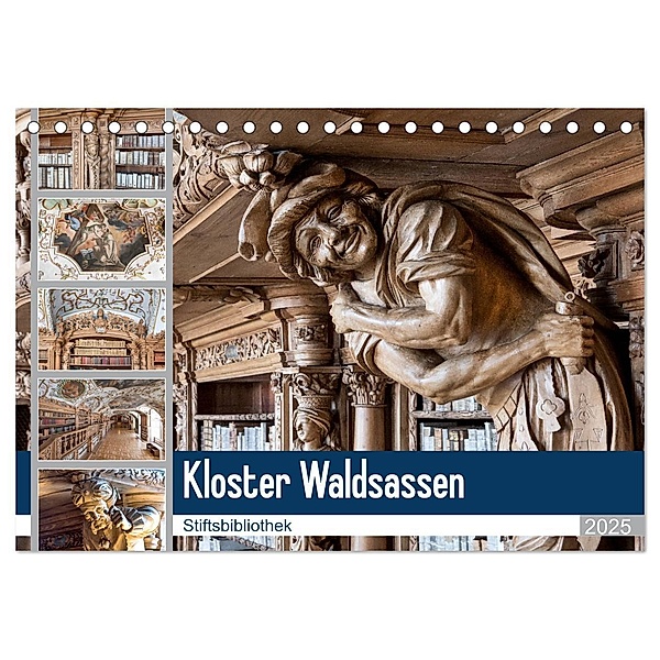 Kloster Waldsassen Stiftsbibliothek (Tischkalender 2025 DIN A5 quer), CALVENDO Monatskalender, Calvendo, Bodo Schmidt