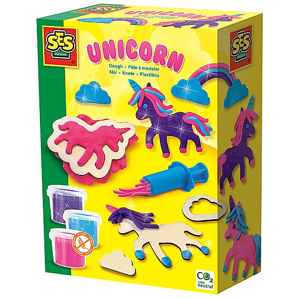 SES Creative Knet-Set EINHORN-NEONGLITZER mit Ausstecher