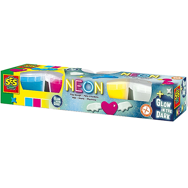 SES Creative Knete NEON 4-farbig in bunt