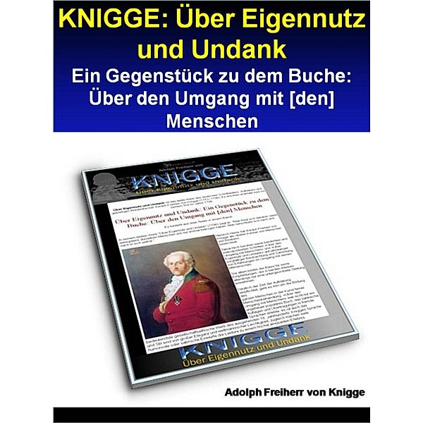 KNIGGE: Über Eigennutz und Undank, Adolph Freiherr von Knigge