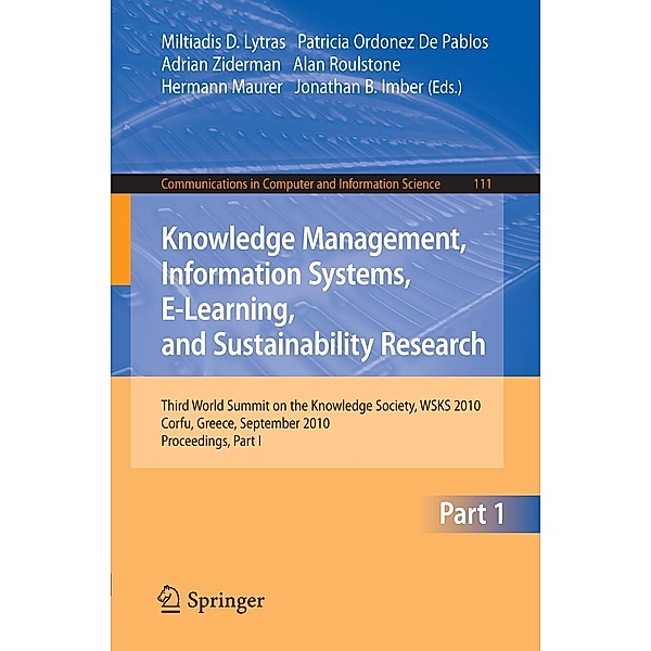 Knowledge Management, Information Systems, E-Learning, and Sustainability Research / Communications in Computer and Information Science Bd.111