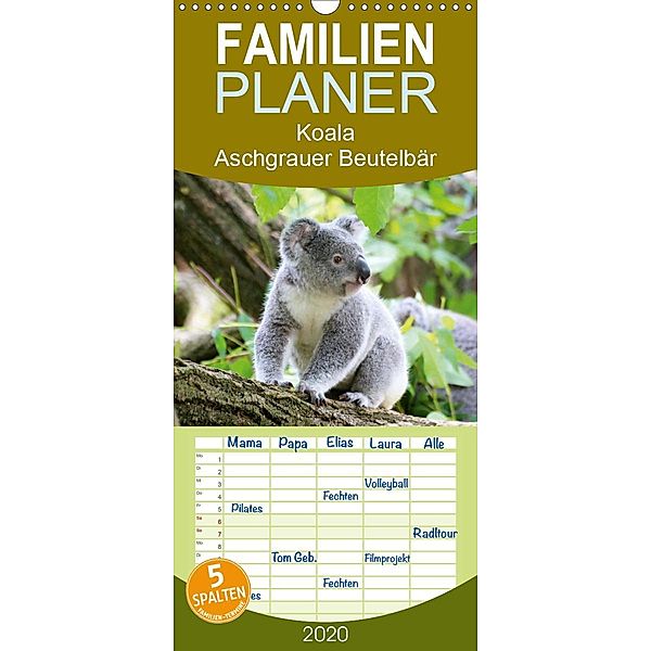 Koala - Aschgrauer Beutelbär - Tierische Impressionen - Familienplaner hoch (Wandkalender 2020 , 21 cm x 45 cm, hoch), Steffani Lehmann