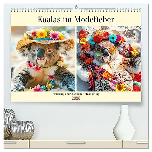 Koalas im Modefieber. Flauschig und Chic beim Fotoshooting (hochwertiger Premium Wandkalender 2025 DIN A2 quer), Kunstdruck in Hochglanz, Calvendo, Rose Hurley