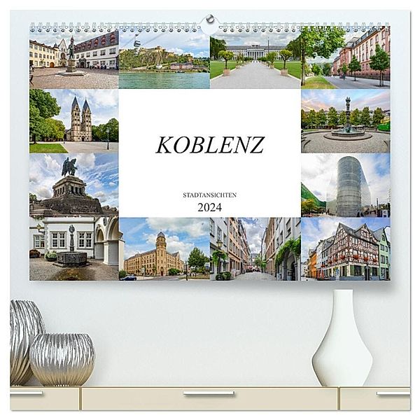 Koblenz Stadtansichten (hochwertiger Premium Wandkalender 2024 DIN A2 quer), Kunstdruck in Hochglanz, Dirk Meutzner