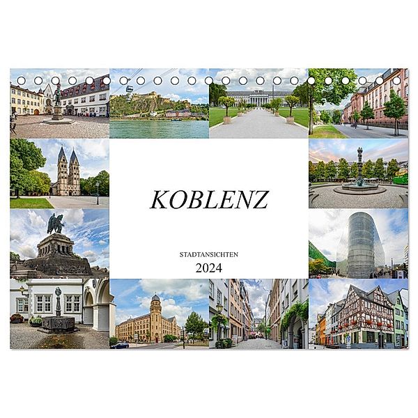 Koblenz Stadtansichten (Tischkalender 2024 DIN A5 quer), CALVENDO Monatskalender, Dirk Meutzner