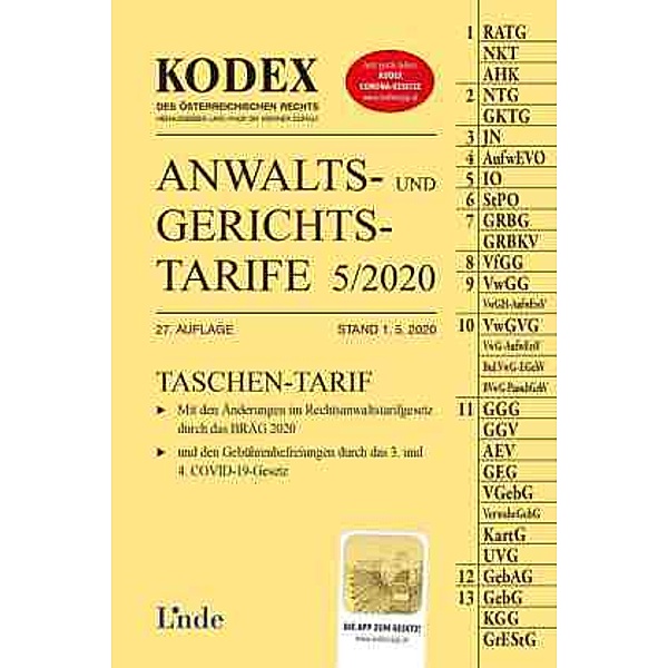 KODEX Anwalts- und Gerichtstarife 5/2020, Dietmar Dokalik
