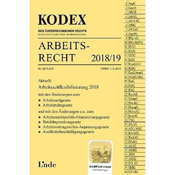 KODEX Arbeitsrecht 2018/19 (f. Österreich), Edda Stech, Gerda Ercher-Lederer