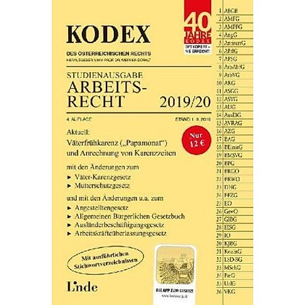 KODEX Arbeitsrecht 2019/20, Gerda Ercher-Lederer, Edda Stech
