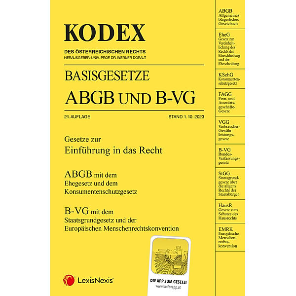 KODEX Basisgesetze ABGB und B-VG 2023/24 - inkl. App