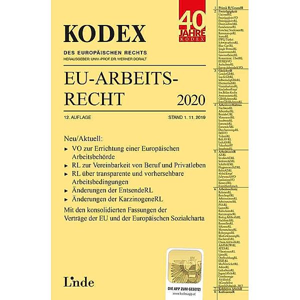 Kodex des Internationalen Rechts / KODEX EU-Arbeitsrecht 2020, Andreas Schmid, Valerie Dori
