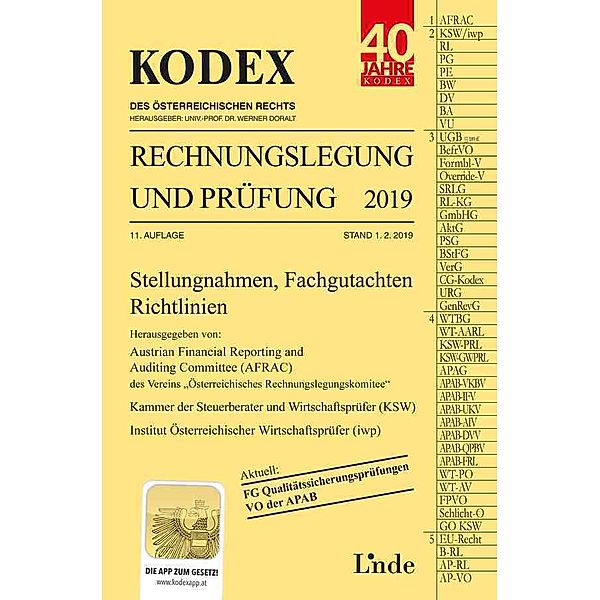 Kodex des Österreichischen Rechts / KODEX Rechnungslegung und Prüfung 2019 (f. Österreich), Werner Gedlicka, Markus Knotek, Katharina Bakel-Auer