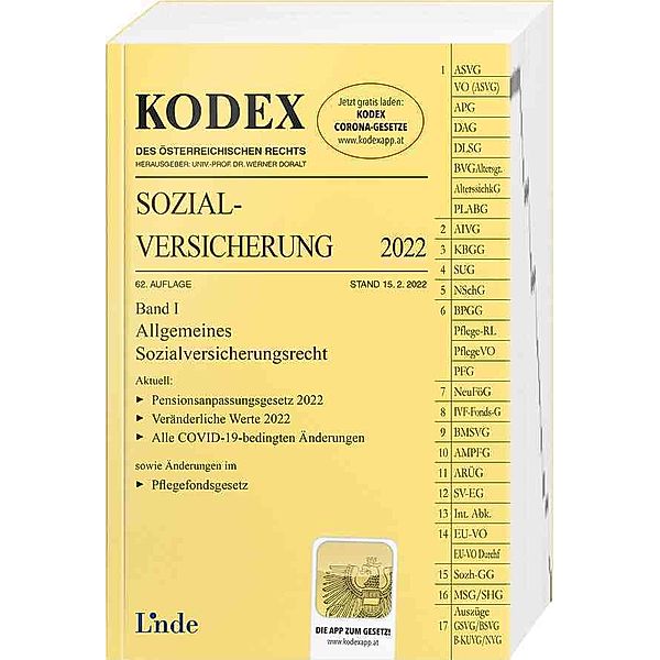 Kodex des Österreichischen Rechts / KODEX Sozialversicherung 2022, Band I, Elisabeth Brameshuber