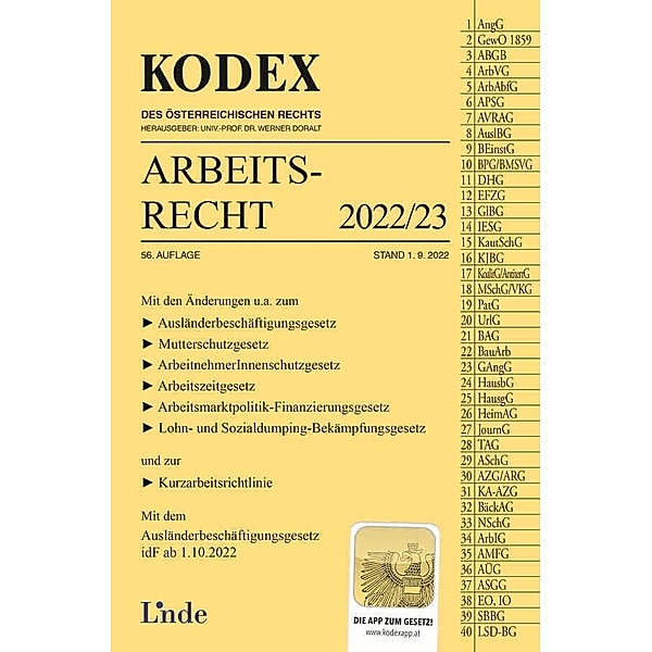Kodex des Österreichischen Rechts / KODEX Arbeitsrecht 2022/23, Edda Stech, Gerda Ercher-Lederer