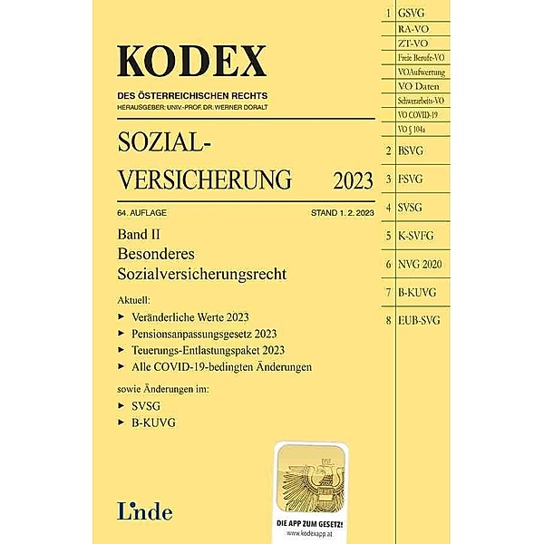 Kodex des Österreichischen Rechts / KODEX Sozialversicherung 2023, Band II, Elisabeth Brameshuber