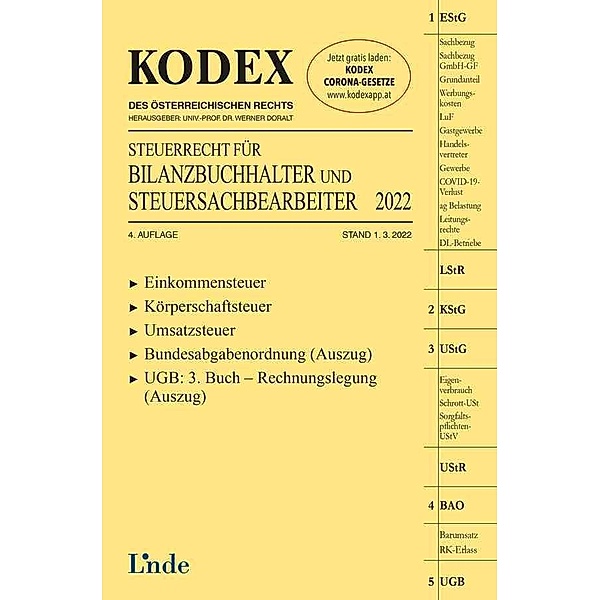 Kodex des Österreichischen Rechts / KODEX Steuerrecht für Bilanzbuchhalter und Steuersachbearbeiter 2022, Klaus Hilber