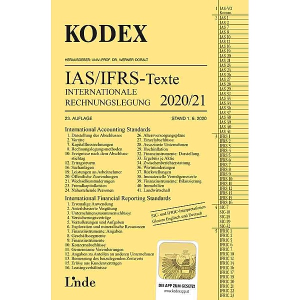 KODEX Internationale Rechnungslegung IAS/IFRS - Texte 2020/21, Alfred Wagenhofer