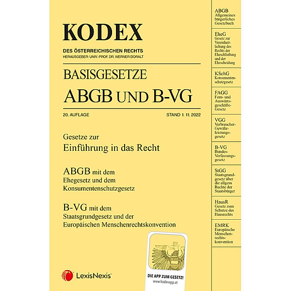 Kodex / KODEX Basisgesetze ABGB und B-VG 2022/23 - inkl. App