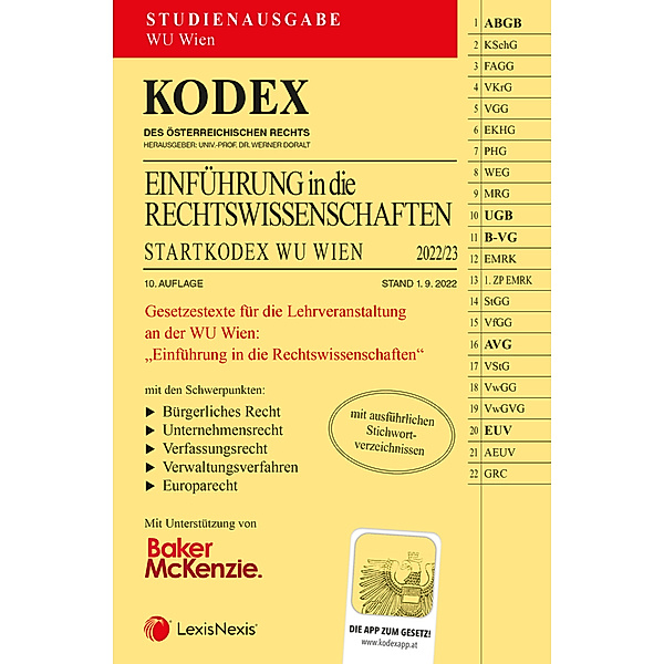 Kodex / KODEX Einführung in die Rechtswissenschaften 2022/23 - inkl. App