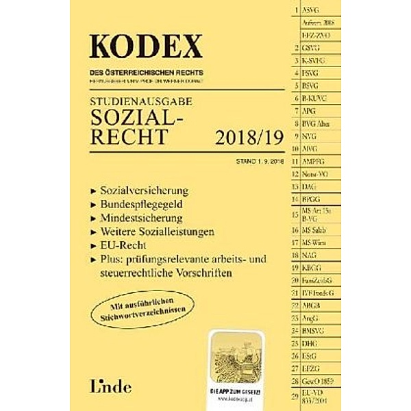 KODEX Sozialrecht 2018/19, Studienausgabe (f. Österreich), Elisabeth Brameshuber