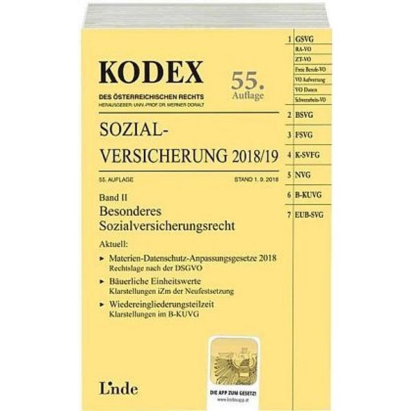 KODEX Sozialversicherung 2018/19, Band II, Elisabeth Brameshuber