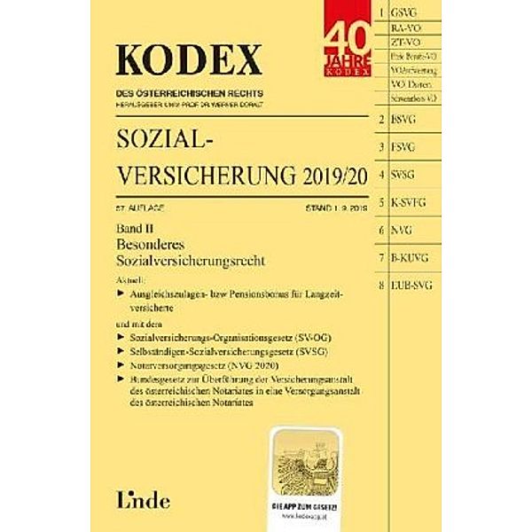 KODEX Sozialversicherung 2019/20, Band II, Elisabeth Brameshuber