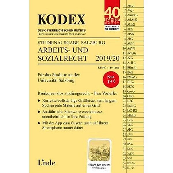 KODEX Studienausgabe Arbeits- und Sozialrecht 2019/20