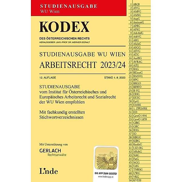 KODEX Studienausgabe Arbeitsrecht 2023/24, Gerda Ercher-Lederer, Edda Stech