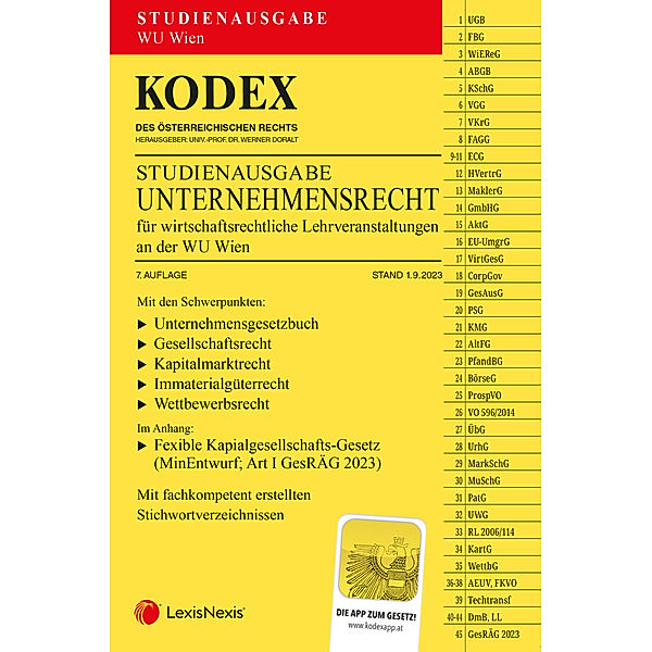 KODEX Unternehmensrecht für wirtschaftsrechtliche LVA 2023/24 - inkl. App