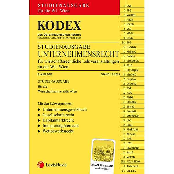 KODEX Unternehmensrecht für wirtschaftsrechtliche LVA 2024 - inkl. App