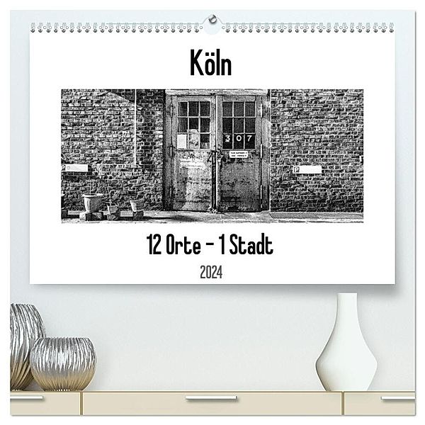 Köln. 12 Orte - 1 Stadt (hochwertiger Premium Wandkalender 2024 DIN A2 quer), Kunstdruck in Hochglanz, Patricia Ahrens
