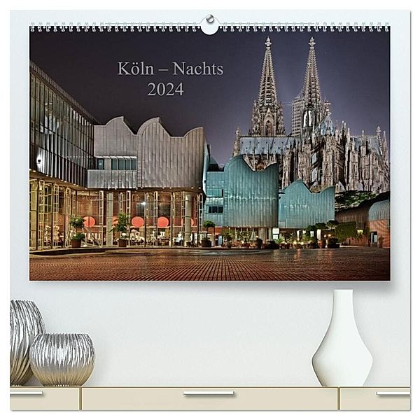 Köln - Nachts 2024 (hochwertiger Premium Wandkalender 2024 DIN A2 quer), Kunstdruck in Hochglanz, Dieter Blaschke