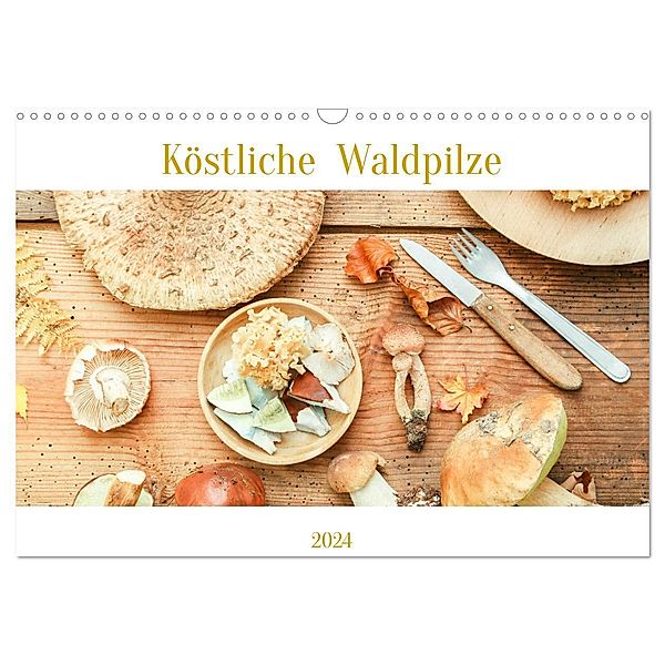 Köstliche Waldpilze (Wandkalender 2024 DIN A3 quer), CALVENDO Monatskalender, EFLStudioArt