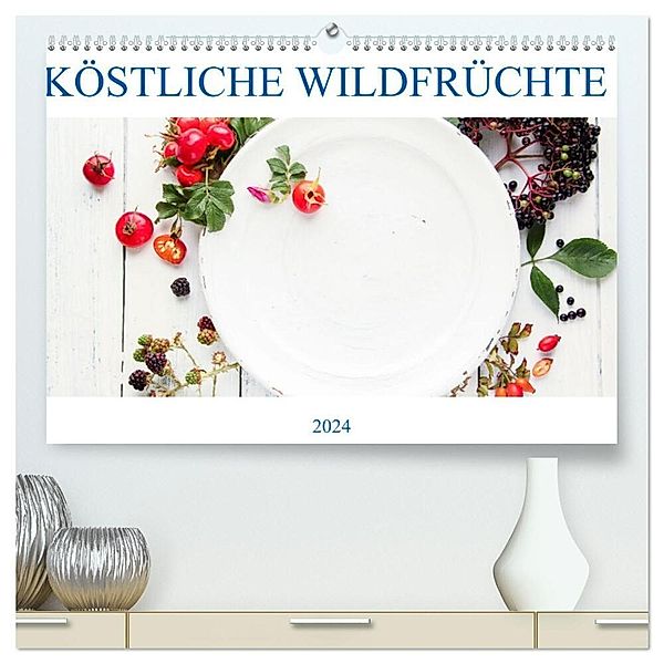 KÖSTLICHE WILDFRÜCHTE (hochwertiger Premium Wandkalender 2024 DIN A2 quer), Kunstdruck in Hochglanz, EFLStudioArt