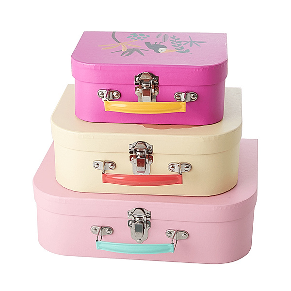 rice Koffer-Set JUNGLE ANIMAL 3-teilig in rosa/pink/creme