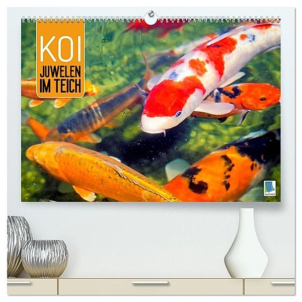 Koi: Juwelen im Teich (hochwertiger Premium Wandkalender 2024 DIN A2 quer), Kunstdruck in Hochglanz, Calvendo