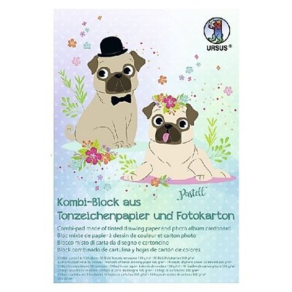 Kombi-Block Tonzeichenpapier und Fotokarton Pastell, 23 x 33 cm
