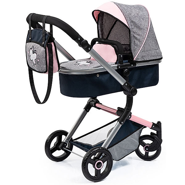 Bayer  Design Kombi-Puppenwagen NEO VARIO mit Tasche in grau/blau