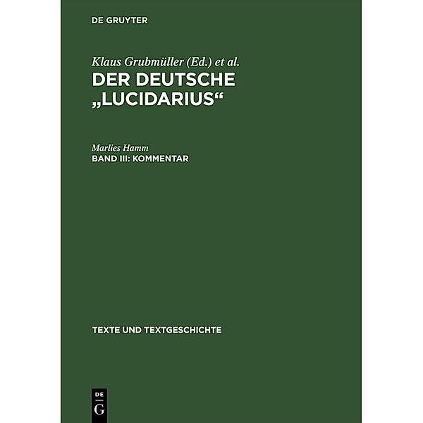 Kommentar / Texte und Textgeschichte, Marlies Hamm