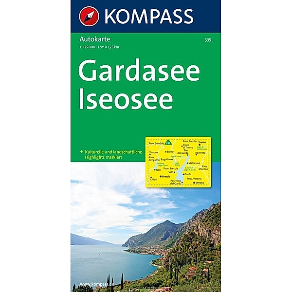 KOMPASS Autokarte Gardasee, Iseosee 1:125.000. Lago di Garda, Lago d' Iseo