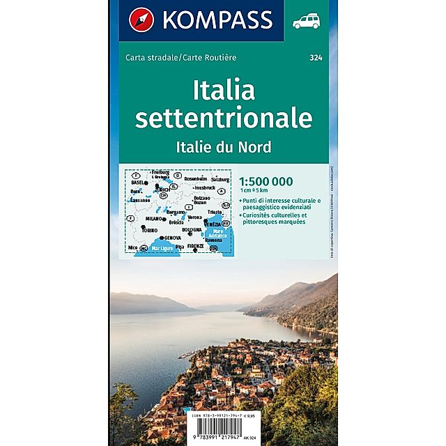 KOMPASS Autokarte Oberitalien, Italia settentrionale, Northern