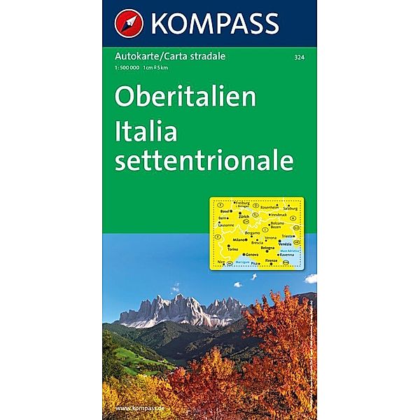 KOMPASS Autokarte Oberitalien, Italia settentrionale, Northern Italy, Italie du Nord 1:500.000