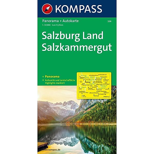 KOMPASS Autokarte Salzburg Land, Salzkammergut 1:125.000. Salisburgo, Salzkammergut