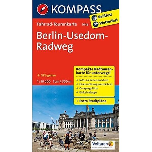 KOMPASS Fahrrad-Tourenkarte Berlin-Usedom-Radweg