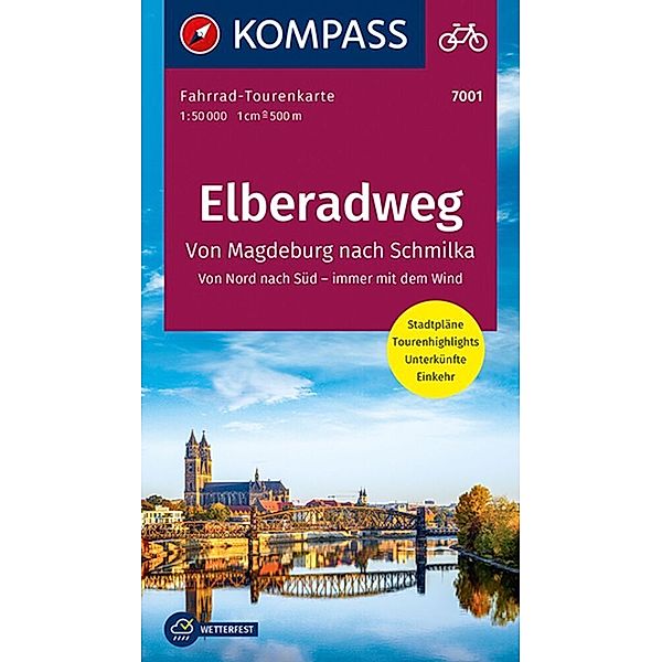 KOMPASS Fahrrad-Tourenkarte Elberadweg 1, Von Schmilka nach Magdeburg, 1:50000